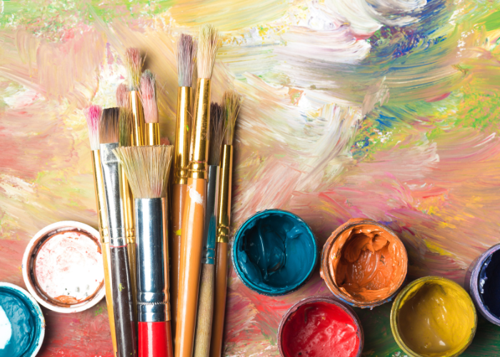 Heather Deveaux Creative, paints and brushes on canvas