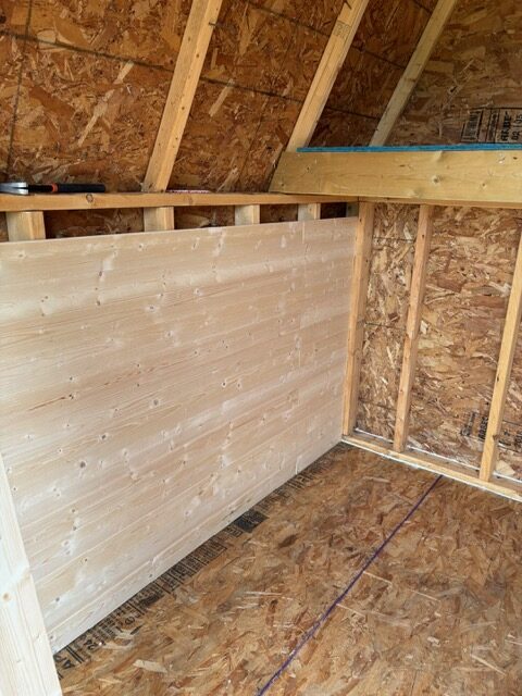 create a she shed, getting the first wall up, heather deveaux