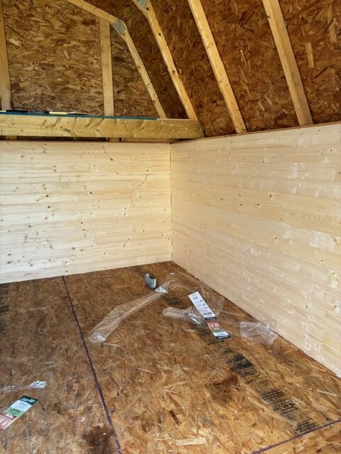 create a she shed, back and other wall progress, heather deveaux