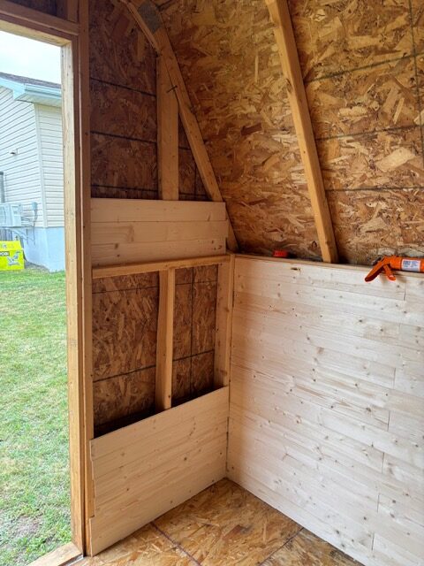 create a she shed, starting second door frame, heather deveaux