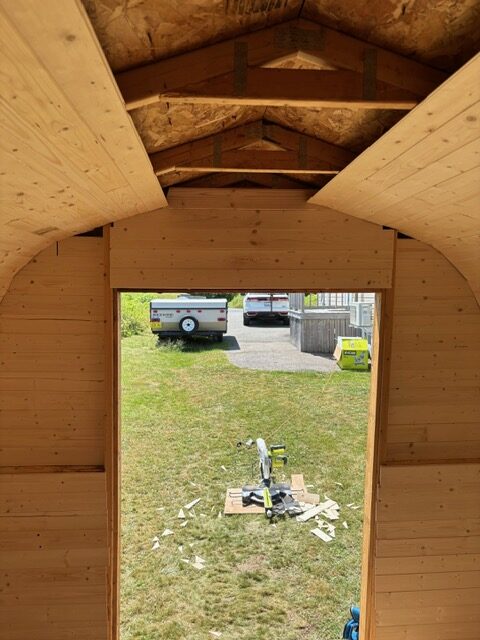 create a she shed, running out of boards on the roof, heather deveaux