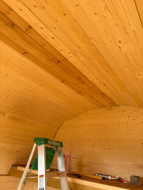 create a she shed, finished the roof with cedar, heather deveaux
