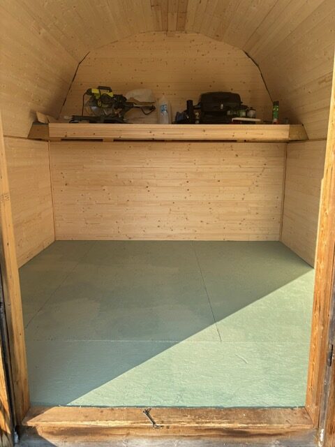 create a she shed, finished floor and roof, heather deveaux